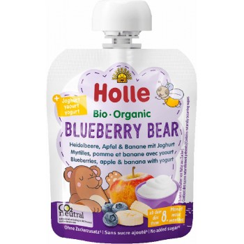 Holle Detské bio pyré čučoriedka, jablko a banán s jogurtom od 8 mesiaca Blueberry Bear